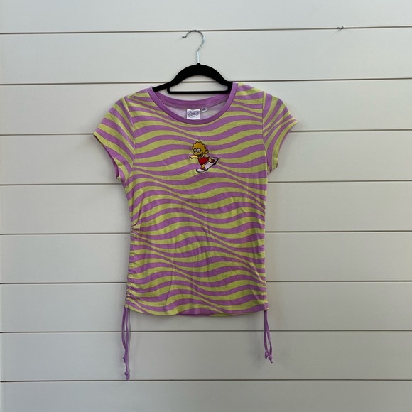 Purple and Yellow Short Sleeve Tee with Adjustable Hem - Picture 1 of 3